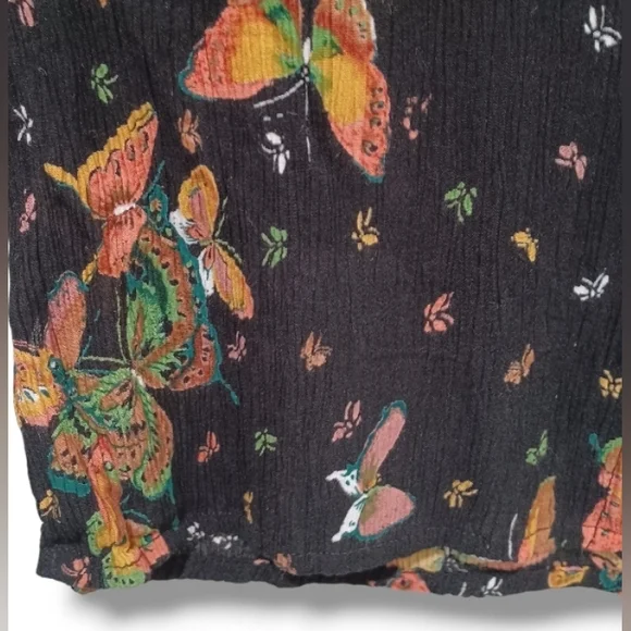 90s Butterfly Slinky Crepe Jacqueline Lauren Stretch Button Up Whimsygoth Blouse - Picture 6 of 16